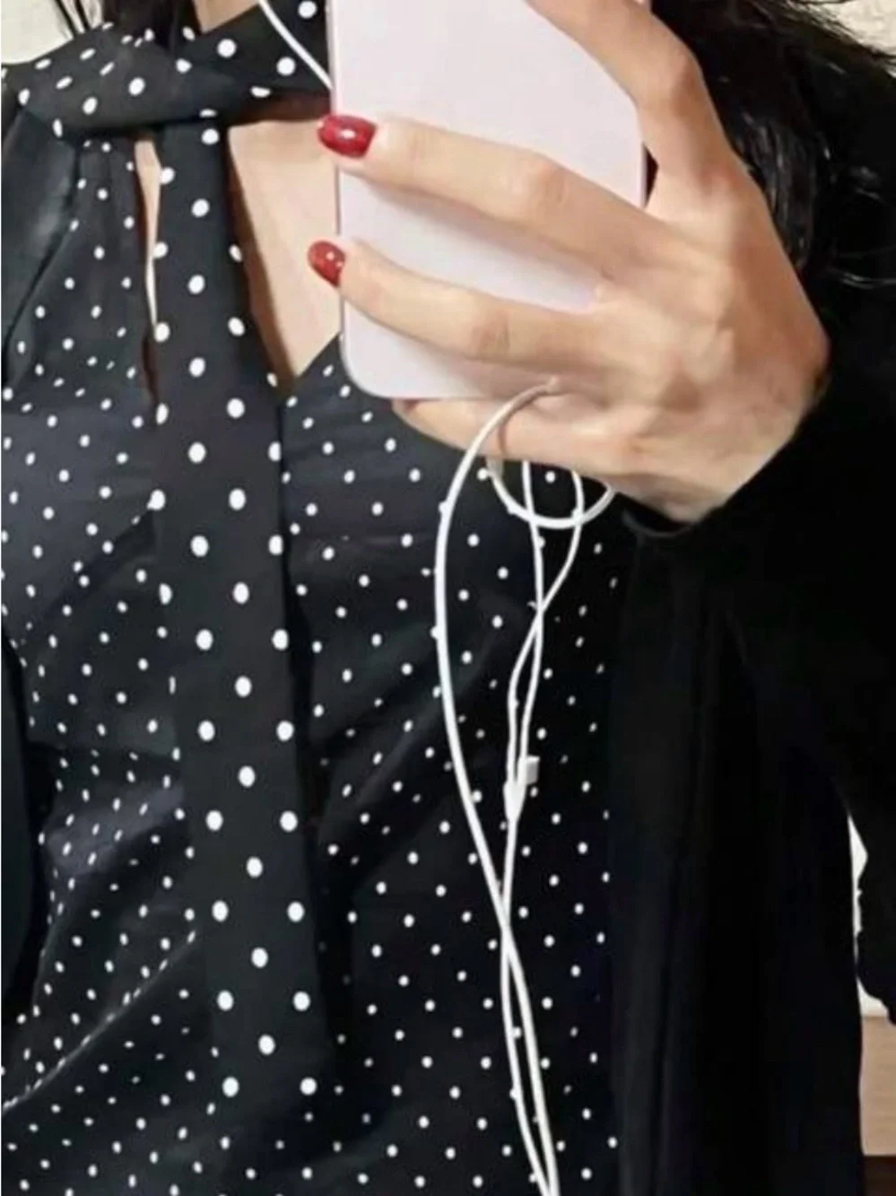 Black & White Polka Dot Skinny Scarf - Unbranded